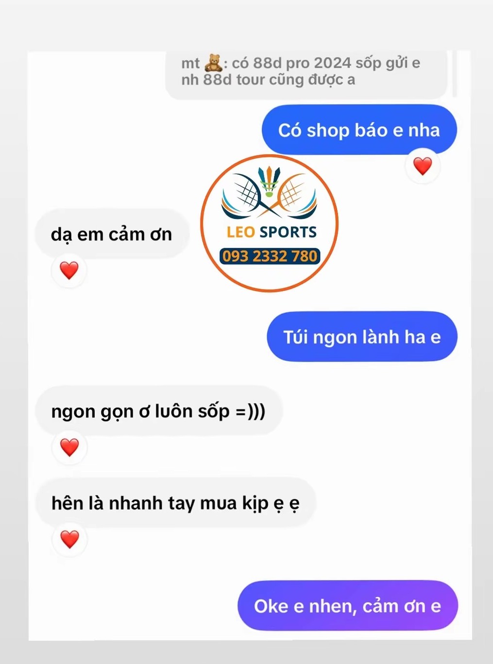 Feedback khách hàng LEO Sports